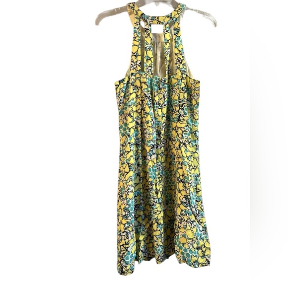 Cynthia Rowley Yellow Floral Halter Neck Shift Dress - Picture 2 of 4